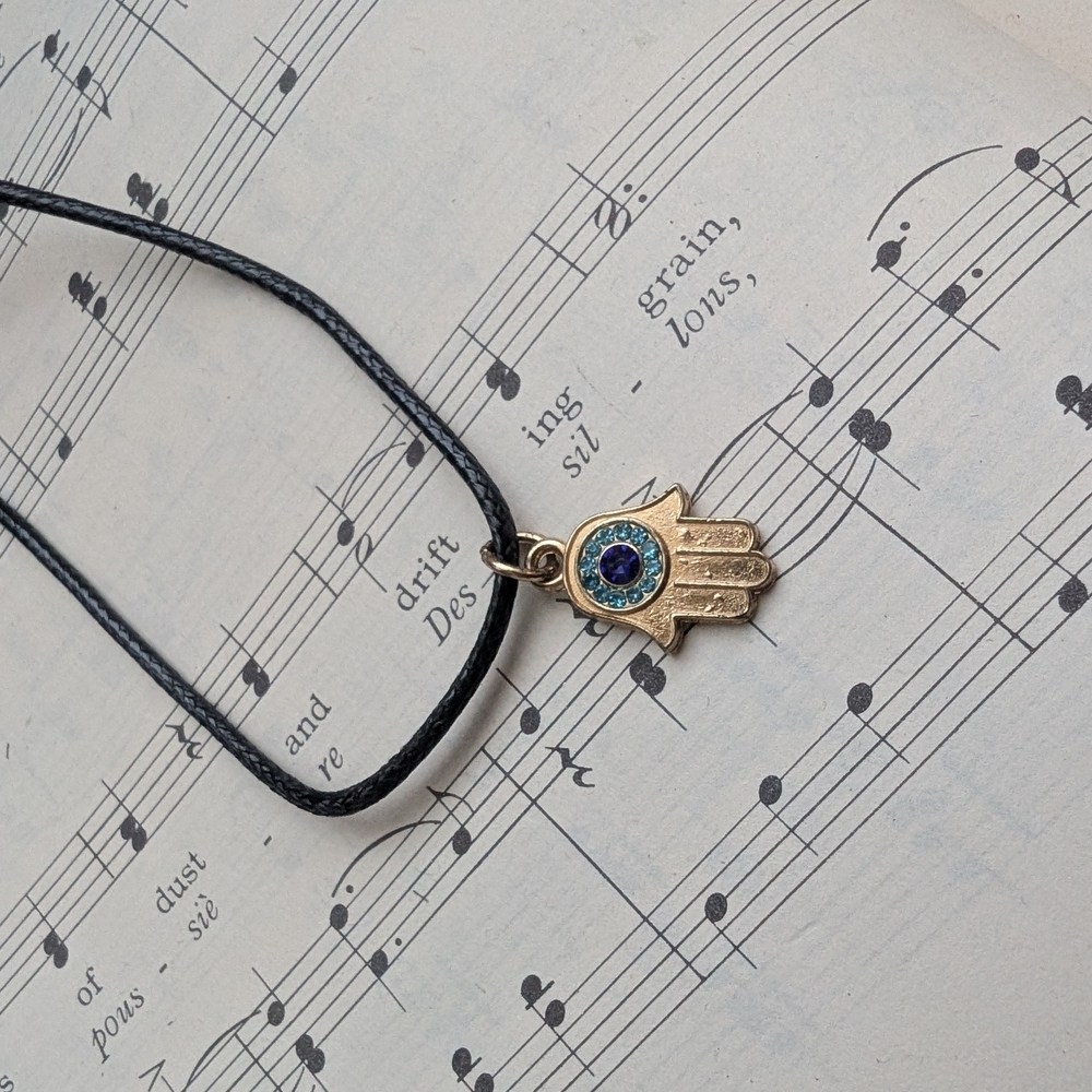 Gold Hamsa Evil Eye Pendant Necklace